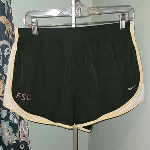 Nike Women's Black and Gold Trim Athletic Shorts